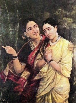 Raja Ravi Varma Simhika y Sairandhri Pinturas al óleo